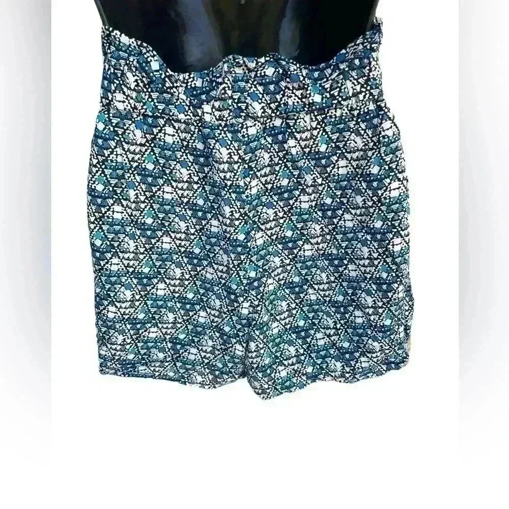 Blue Rain women’s pull up floral blue shorts pockets belt sz SX with liner NWOT